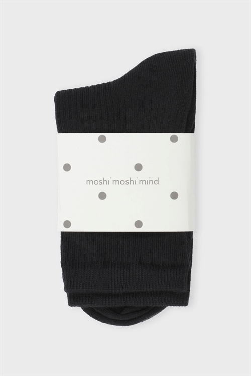 MOSHI MOSHI MIND STORY RIB SOCKS BLACK